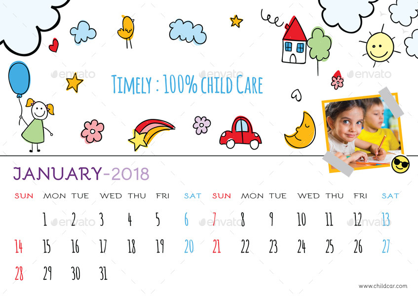 Kids Desk Calendar, Print Templates GraphicRiver